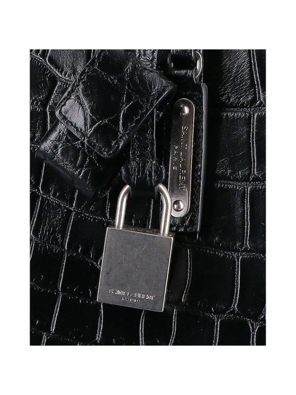 Saint Laurent Paris Black Croc Sack Shoes 2-Way Bag - Picture 7 of 7